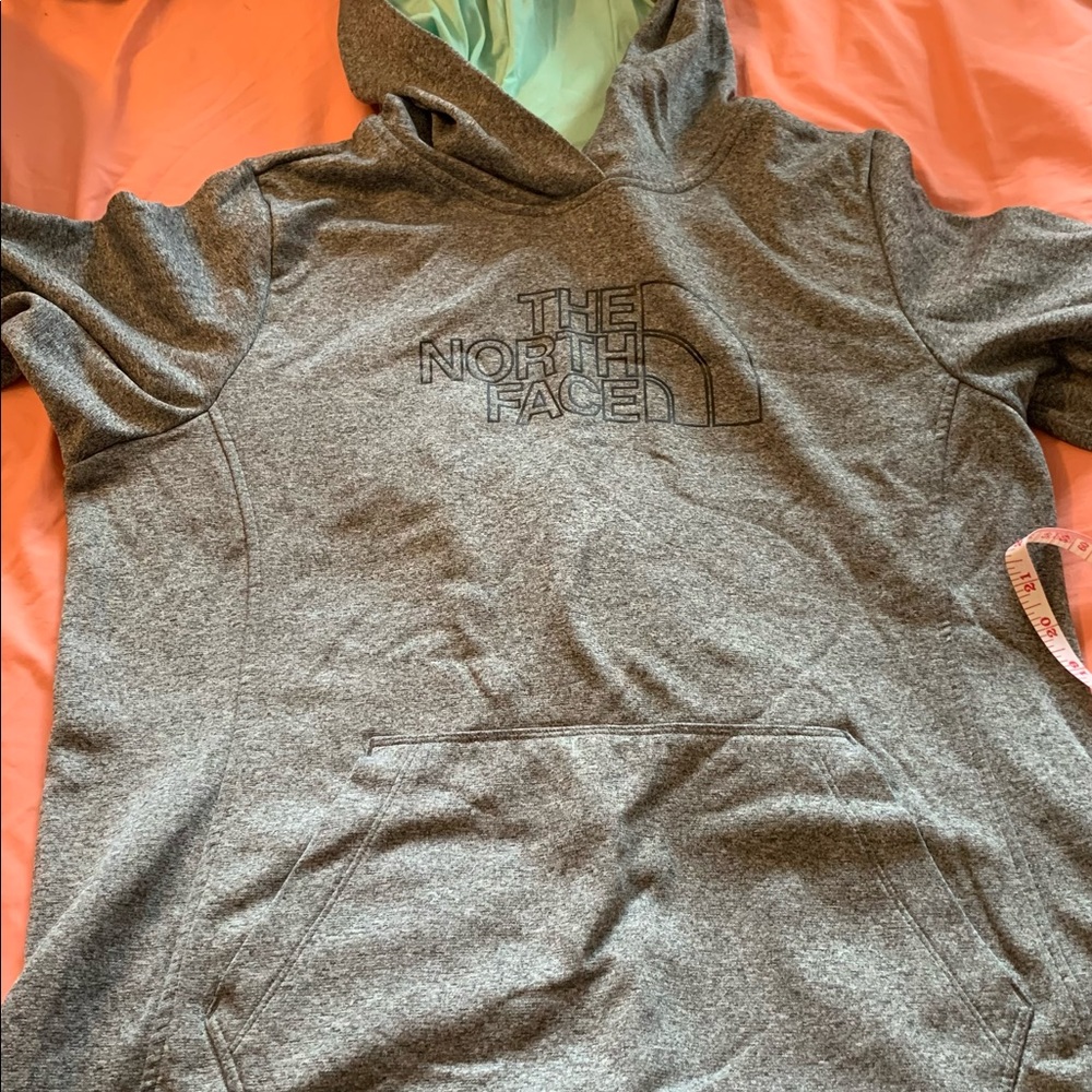 North Face Women’s XL Grey and Mint Green Hoodie